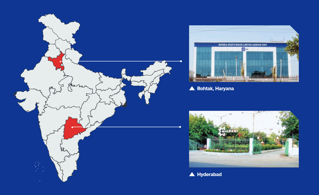 MIDHANI Map showing Rohtak , Haryana and Hyderabad Locations